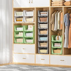 Neprock Clothes Storage - 4 Pack Plastic Drawer Organizers, Stackable Closet System for Towel, T-Shirt, Sweater (4L Gray)