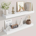 Fun Memories Floating Shelves 30 Inch, Wall Mounted Wood Shelf Set of 2, Farmhouse Decor for Bathroom, Bedroom, Kitchen, Living Room, White