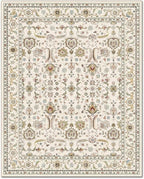 Washable 10x14 Area Rugs for Living Room, Boho Non-Slip Vintage Distress Large Rugs for Bedroom Dining Room Office, 0.3" Neutral Oriental Throw Thin Carpet, Beige/Rust/Green/Multi