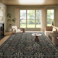 Traditional Design Vintage Floral Area Rug 9 x 12,Washable Area Rugs - Perfect for Living Room, Bedroom, Kids Room, Nursery - Stain & Water Resistant Non-Slip, Dining Room Decor