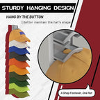 Hat Organizer Hold up to 10 Hats, Hat Rack for Wall with Strong Adhesive, Hat Organizer for Baseball Caps Display for Door Closet, Hat Hanger Holder Storage Multilayer Two Mounting Option(Black)