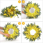 JINGHONG Yellow Spring Wreath 22 Inch Summer Wreath with Sunflower and Daisy Flower Wreaths for Front Door Window Wall Decoration and Indoor Outdoor Decor