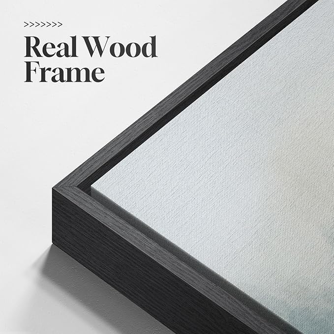 Large Framed Abstract Landscape Wall Art, 3 Piece Blue Watercolor Canvas Prints Paintings Artwork for Walls, Misty Lake Mountain Nature Pictures for Living Room Entryway Bedroom Wall Decor 20x30 In