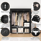 VTRIN Portable Closet for Hanging Clothes 52 Inch Wide Portable Wardrobe Closet with Cover, 6 Storage Shelves and 3 Hanging Rod, Diameter 19mm Metal Pipe, Sturdy Closet for Bedroom, Black