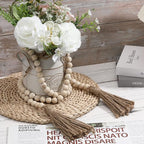 IMIKEYA Wooden Beads Garland: 2PCS Farmhouse Wood Bead Garland for Tiered Tray Farmhouse s Hanging Wood with Tassels Prayer Rustic s for Coffee Table Decor