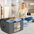 Direct 100L, 6 Pack, Storage Containers, Large Clothes Storage Bins Foldable Organization and Storage Bags with Reinforced Handle, Clear Window for Bedding, Blankets, Clothing, Black