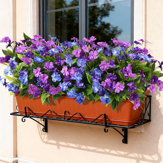 Artificial Fake Flowers for Outdoor, 6 Bundles UV Resistant Faux Plants Decoration Silk Flowers No Fade Plastic Flowers for Outside Planters Home Porch Patio Yard Garden Decor
