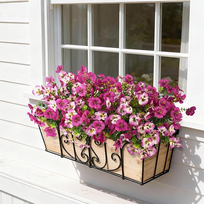Artificial Fake Pansy Flowers for Outdoor, 12 Pcs Faux Silk Pansies Flower for Spring Summer Decoration, UV Resistant Fake Plants for Outside Planter Porch Yard Patio Home Decor(Gradient Double Pink)