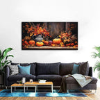 AIYISU Rustic Pumpkin Canvas Wall Art Farmhouse Dining Room Pictures Kitchen Wall Decor Autumn Flowers Canvas Prints Fall Harvest Theme Posters Halloween Painting Artwork Home Decorations 24x48