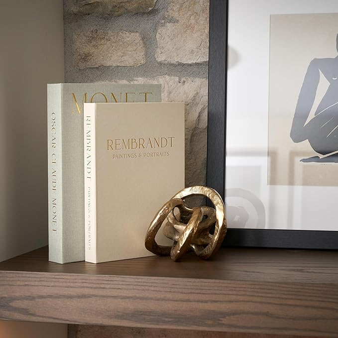 ZICOTO Set of 2 Beautiful Decorative Linen Books - Aesthetic Faux/Fake Books for Modern Home Decoration on Coffee Table, Bookshelf or Mantel - Stylish Keepsake Box and Photo Storage Solution