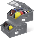 2 Pack Hat Storage for Baseball Caps-Holds Up to 48 Caps, Hat Organizer for Closet Stackable Hat Box with Cardboard, Dustproof Baseball Cap Organizer with 2 Handles for Home Travel (Grey, 2Pack)