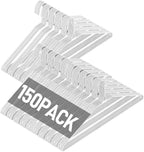 SPECILITE Wire Metal Clothes Hangers Bulk 150 Pack for Standard Size Suits, Coats, Shirts, Pants, Skirts, Space Saving, Non Slip,16 Inch 12 Gauge Ultra Thin, White