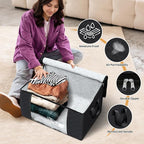 Fab totes 10 Pack Clothes Storage, Foldable Thick Fabric Blanket Storage Bags, Containers for Organizing Bedroom, Closet, Clothing, Comforter,Closet Organization with Handle,Black