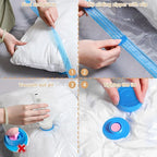 Travel Vacuum Bags with Rechargeable Pump,6 Pack Vacuum Storage Seal Bags for Clothing Suitcase Backpack, Space Saver Compression Clothes Storage Bag (6 Combo+ Electric Pump)
