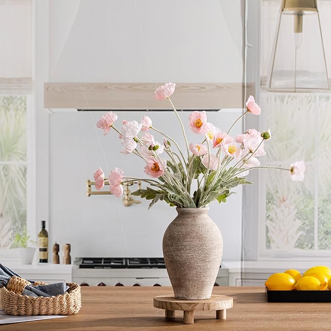 Ceramic Flower Vase Home Decor - Large Farmhouse Table Vases Rustic Vintage Living Room Kitchen Bedroom Decorations for House Book Shelf Office Coffee Desk Dining Fireplace (9" Retro)