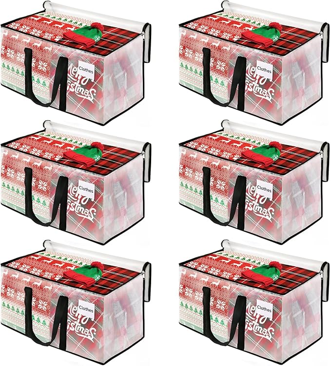 BlissTotes Moving Bags, 125L 6-Pack Storage Bags, Moving Box Heavy Duty Extra Large, Moving Totes with Zipper, Reinforced Handles Boxes for Packaging Moving, Decorative Wreath Storage
