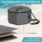 SLEEPING LAMB Hat Box for Travel and Storage, Collapsible Cap Case for Mens Fedora Organizer, Hat Storage Box for Men and Women for Closet, Cap Carrier with Handles, Grey