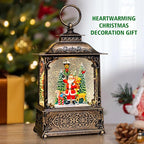 Christmas Snow Globes Lantern with Music, Santa Claus Scene Snow Globes with Water Swirling Glitter Effects, USB/Battery Powered with 6-Hour Timer, Christmas Decorations Gift