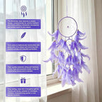 Purple Dream Catcher, Dreamcatcher for Girls,Handmade Feather Mobile Wall Decor Hanging for Girl Women Bedroom Dorm Room Decorations Home Ornament Birthday Festival Craft Gift