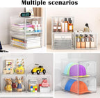 12 Pack Upgrade Harder Shoe Organizer, Shoe Storage with Magnetic Front Door, Clear Shoe Boxes Foldable Space-Saving Shoe Rack for Sneaker Boot Container, White