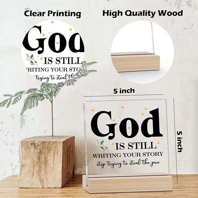 Farmhouse Decor, Acrylic Christian God Home Decorations, Aesthetic Entry Way Table Shelf Decor, Living Room Table Accessories, Boho Office Decorations For Work (02)