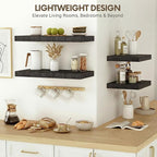 Vivelove 36 Inches Floating Shelves Wall Mounted, 10" Deep Wall Shelves for Bedroom, Bathroom, Living Room, Kitchen, Office, Home Decor, Modern Shelf, Set of 2, Black, 36x10.2x1.5