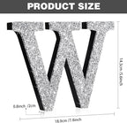 Qunclay 5.7" Silver Crystal Diamond Bling Letters Crushed Diamond Decoration Wooden Glitter Letter with Screw and Hooks Rhinestone Gift for Wedding Y2k Mcbling Bedroom Wall Decor (Letter W)