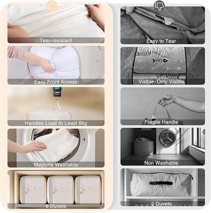 Comforter Storage Bag - 130L Blanket Storage Bags Front-opening Ultra Space Saving Self Compression Organizer, Washable Compression Bags for Storage Comforter Blanket, 1 Pack, Beige