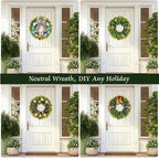 Set of 2, 20‘’ Boxwood Wreath for Front Door, Porch, Window - Foldable Greenery Boxwood Wreaths for Farmhouse Wedding Indoor Outdoor Decor - Spring, Summer, Fall, All Seasons (with Bow)