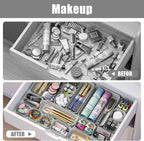 18 pcs Desk Drawer Organizer Tray, Multiple Sizes Plastic Drawer Organizer Storage, Stackable Organizer Containers For Makeup, Bedroom, Kitchen Gadgets Utensils and Office