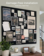 Aothia 12-Pack Felt Bulletin Board Tiles 48"x36", Modular Pin Board for Smooth Walls, Cork Board Alternative for Notes & Photos, 0.35" Thick, 70 Adhesive Tabs & 40 Pins, Black