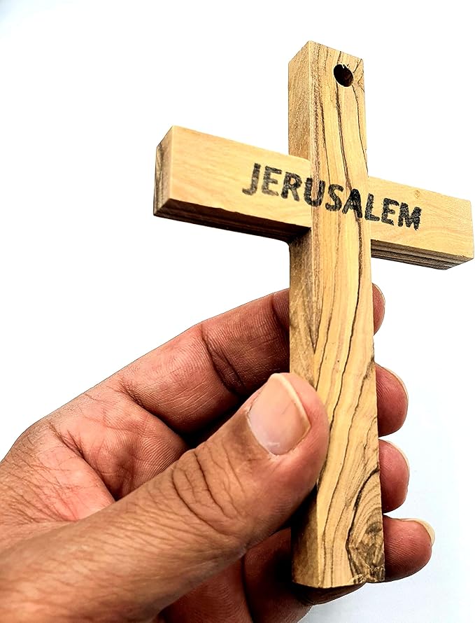 Zuluf Bethlehem Olive Wood Wall Cross | 4.7" Handmade Christian & Catholic Decor Christmas Wall Hanging Gift | Religious Spiritual Jesus Small Wooden Cross for Wall Decor cruz de madera pequeña