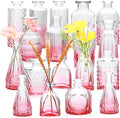 Brajttt Glass Bud Vase Set of 18,Small Glass Vintage Vases for Flowers,Pink Bud Vases in Bulk for Rustic Wedding Decor,Table Centerpieces,Decor Centerpiece for Bathroom
