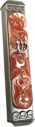 Mezuzah, Easy Mount, Art Glass on Metal Case *Gift Box and Non-Kosher Scroll Included* (Earth)
