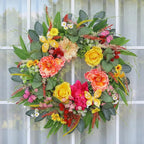 ChrisXiao Spring Wreaths for Front Door 24 Inch Artificial Butterfly Wreath with Butterfly, Peony, Dahlia,for Porch, Entryway, Mantel, Wall, Patio & Decor Year Round Indoor Outdoor for Summer Wreath