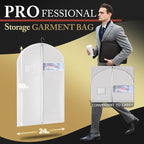 40-inch Suit Bag Garment Bag for Travel and Storage, Garment Bags for Hanging Clothes with Zipper and Visible Transparent Window, White 1 pack