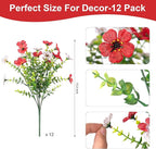 Artificial Fake Flowers Plants for Outdoor Spring Summer Decor, 12 Bundles Faux Silk Flowers for Outdoor Outside Planter Colorful Daisy UV Resistant Look Real for Front Door Porch Patio Yard