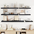 Acovy 36 Inch Floating Shelves, 36"x9.25"x1.5" Inch Deep Floating Shelves for Wall, Wooden Shelves for Bathroom, Bedroom, Living Room, Black, 2 Pieces
