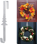 Wreath Hangers for Front Door,15" Sturdy Metal Wreath Doors Hangers,Over The Door Hooks for Front Porch Decor,Garland Hooks Holders for Halloween Christmas Decorations (Silver Christmas Tree, 2 Pack)
