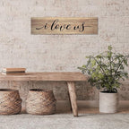 Rustic Wood Sign I Love Us Inspirational Quote Distressed Look Decorative Wooden Sign Vintage Wall Hanging Art Plaque Wall Decoration Home Decor for Farmhouse Room Door Porch Family Sign