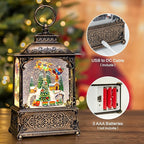 Christmas Snow Globes Lantern with Music, Winter Village Scene Snow Globes with Swirling Glitter Effects, USB/Battery Powered with 6-Hour Timer, Christmas Decorations