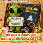 MAMAGIFTREE Birthday Gifts for Man Woman - Handmade Crochet Alien with Inspirational Funny Birthday Card - Small Bday Stuff for Friends, Teens, Coworkers