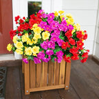 HyeFlora Artificial Fake Camellia Flowers Plants for Outdoor Outside Spring Summer Decor, Faux Silk Mixed UV Resistant Look Real Flowers for Planter Front Door Porch Patio Balcony, 3 Large Bundles