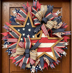 250th Anniversary Patriotic Wreath, 1776-2026 American Independence Day Wreath,16 in Red White Blue Front Door Wreath, Indoor Outdoor Home Decor for 4th of July, Memorial Day, Veterans Day (P)