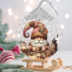 Stained Glass Suncatcher Ornament - Charming Gnome Christmas Decorations - Christmas Ornaments for Tree - Holiday Present Ideas - Gift Exchange