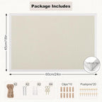 Thboxes Cork Board with Linen, 24" x 18" Double-Sided Bulletin Board Corkboard for Wall Picture Display Framed Vision Boards for Home Office School Pin Boards with 20 Pushpins &10 Clips