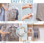 Hanging Vacuum Storage Bags, 6 Pack (41.3 x27.6 inch), Vacuum Seal Bags for Clothing, Garment Bags for Short Clothses, Jacket, Suits, Dresses, Closet Organizer Space Saving