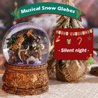 Christmas Snow Globe Musical - Nativity Snowglobe Vintage Water Snow Globes LED Light Change Music Box Home Christmas Decor for Kids Gold