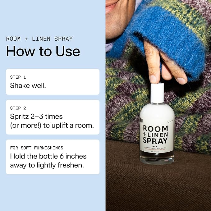 DedCool Room + Linen Spray in Xtra Milk | Natural Fabric & Linen Spray | Non-Toxic, Essential Oil Infused | Freshens Home, Bedding, Couch, Closet & Bath | 3 fl oz