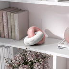 EOSAHR Boho Pine Wood Knot Decor - Wooden Chain Link Decor for Coffee Table, Book Shelf & Side Table - Decorative Knot with Simple Modern for Home Decor Accents (Pink & White)